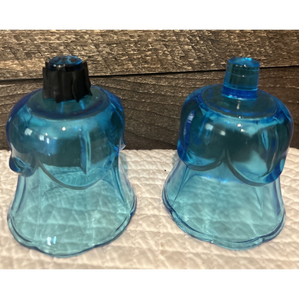 Set of 2 Turquoise Blue Glass Draped Tulip‎ Peg Cup Votive Candle Holders